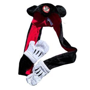 Disney Parks Authentic Original Mickey Mouse Ears Faux Fur Hat Scarf With Mitten